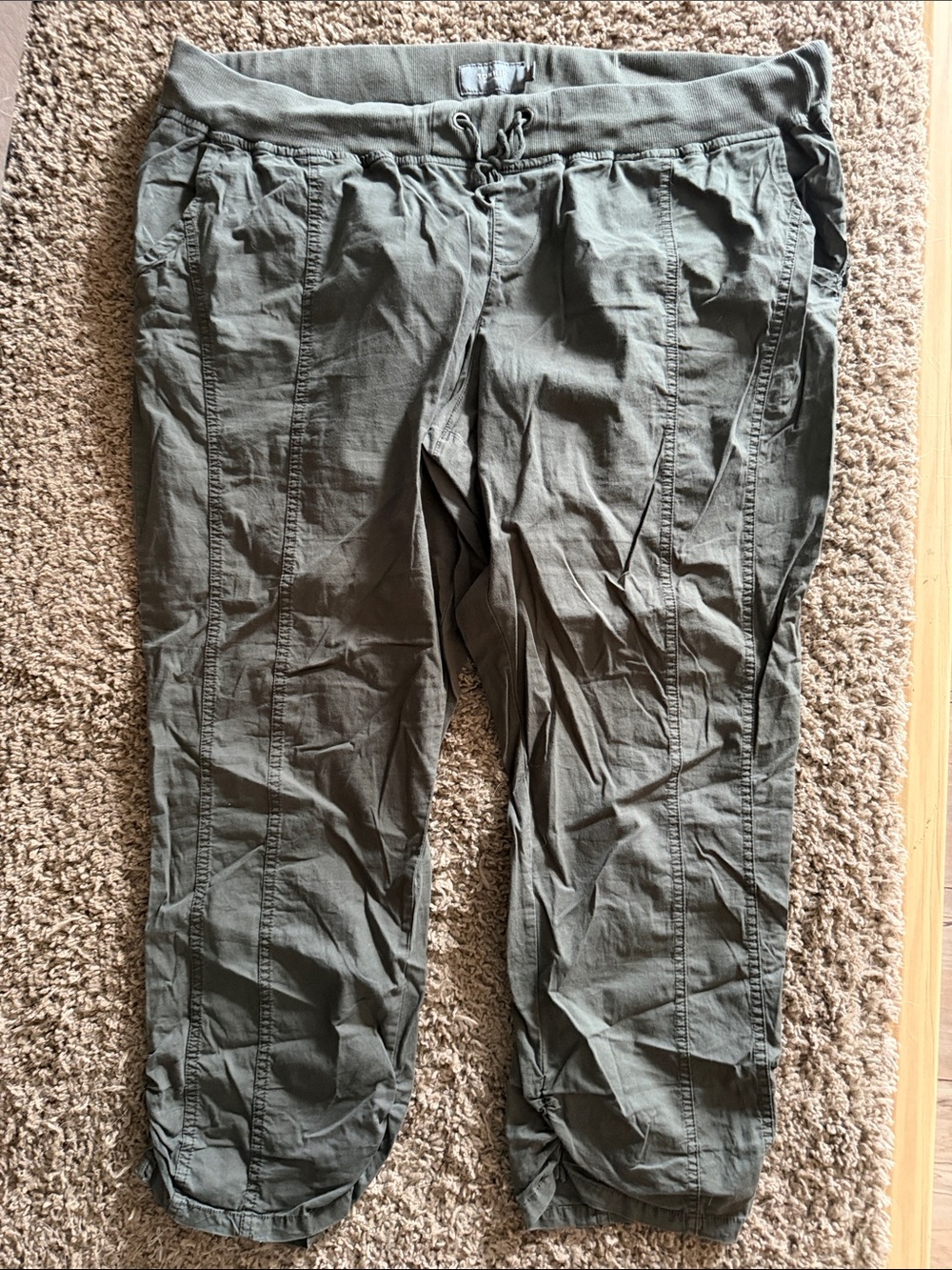 Women's Casual Drawstring Cargo Pants - Olive Green